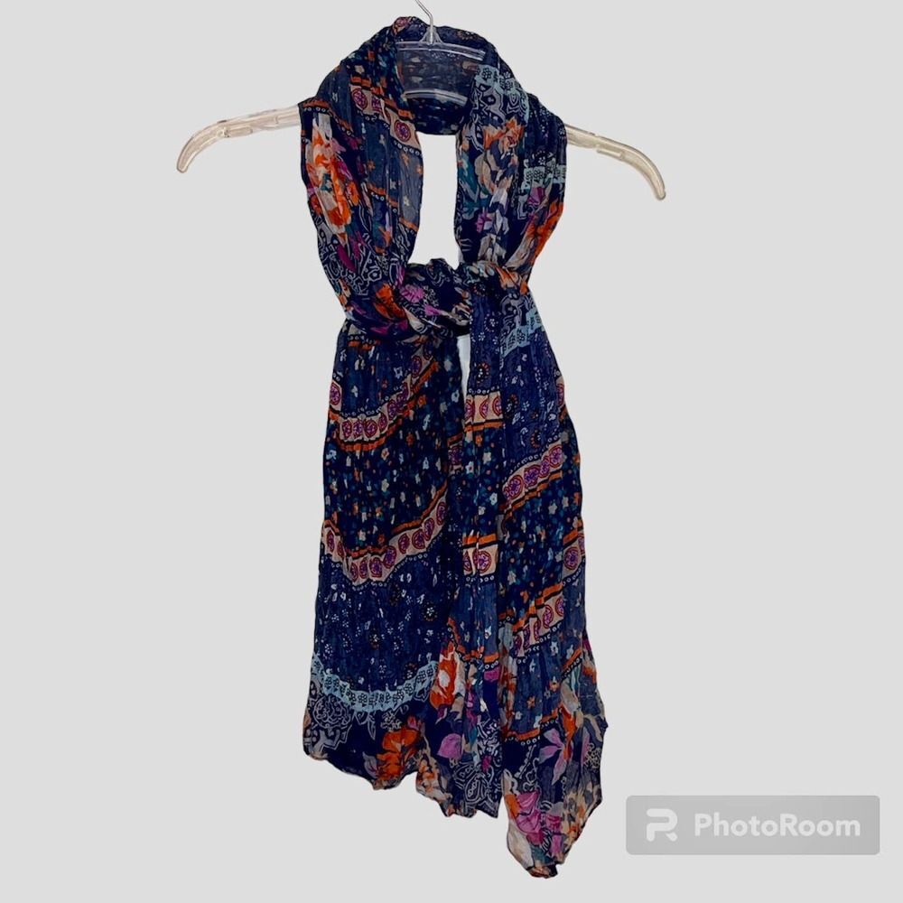 Scarf - Mainly Blue with Yellow, Pink, & Orange Approx 43" x 74"